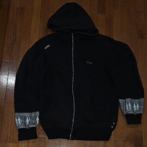 Men's Black Hooded Zip-Up Sweater